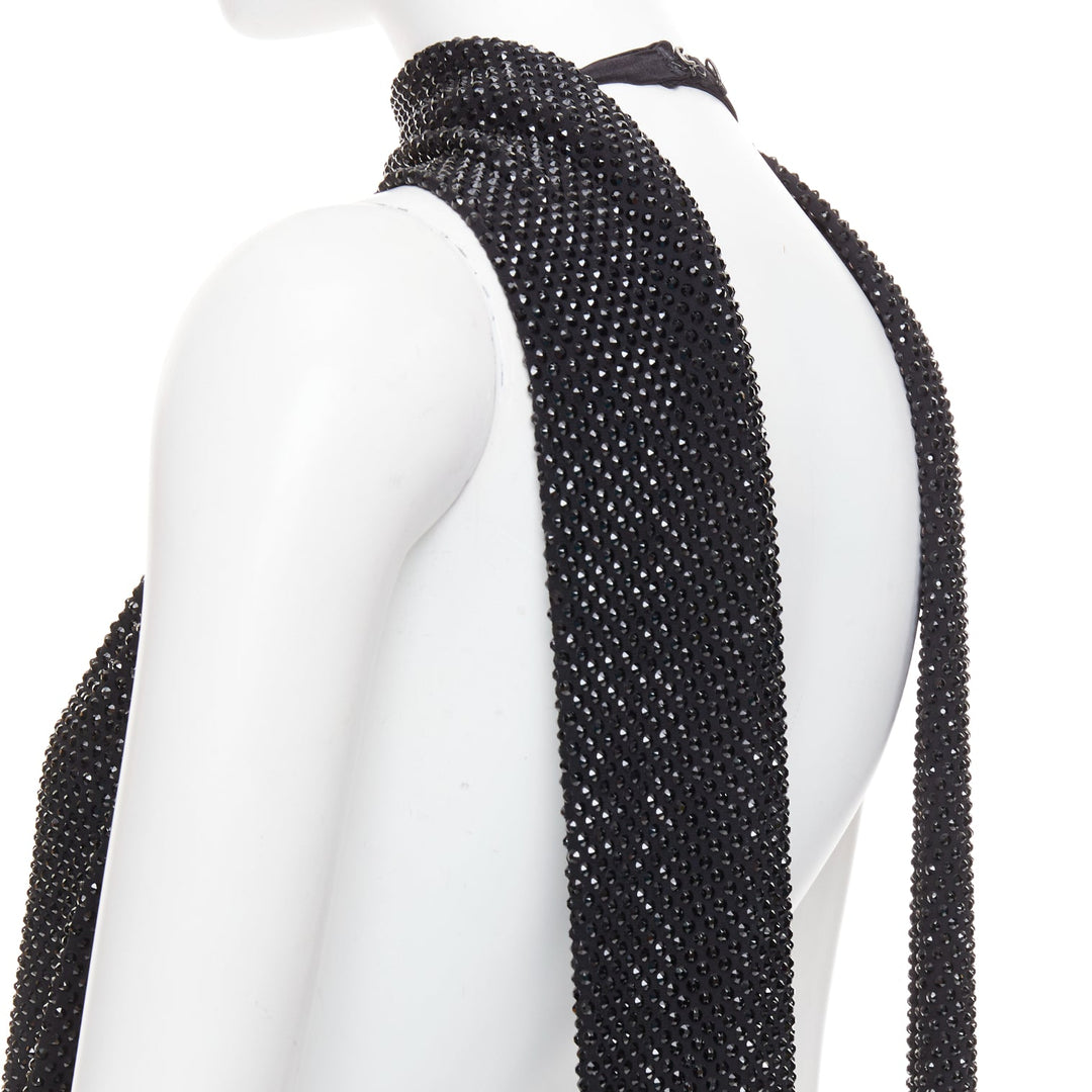 rare ALEXANDRE VAUTHIER COUTURE SS2020 Runway black strass crystal drape gown