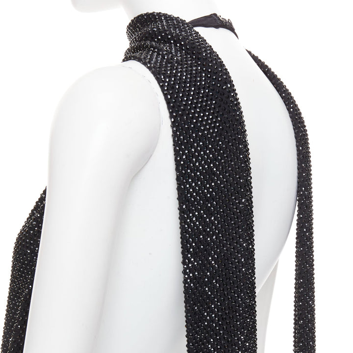 rare ALEXANDRE VAUTHIER COUTURE SS2020 Runway black strass crystal drape gown