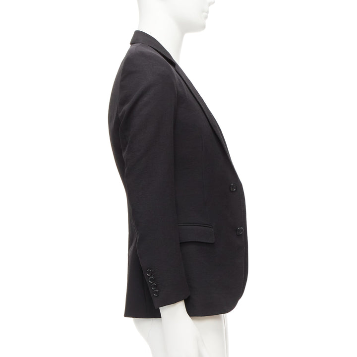 LANVIN black waffle low shine single breast minimal suit blazer EU44 XS