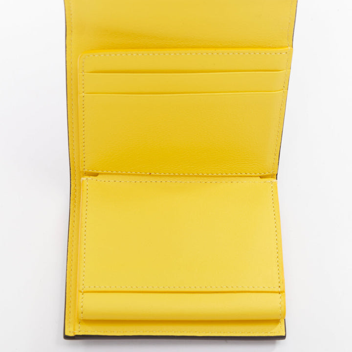 CELINE Trifold Compact Dune drummed calfskin yellow lined folded wallet
