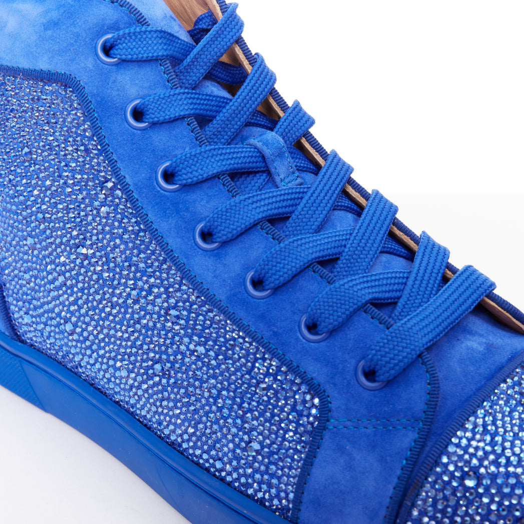 CHRISTIAN LOUBOUTIN Louis Orlato Strass sapphire cobalt crystal hi sneaker EU44