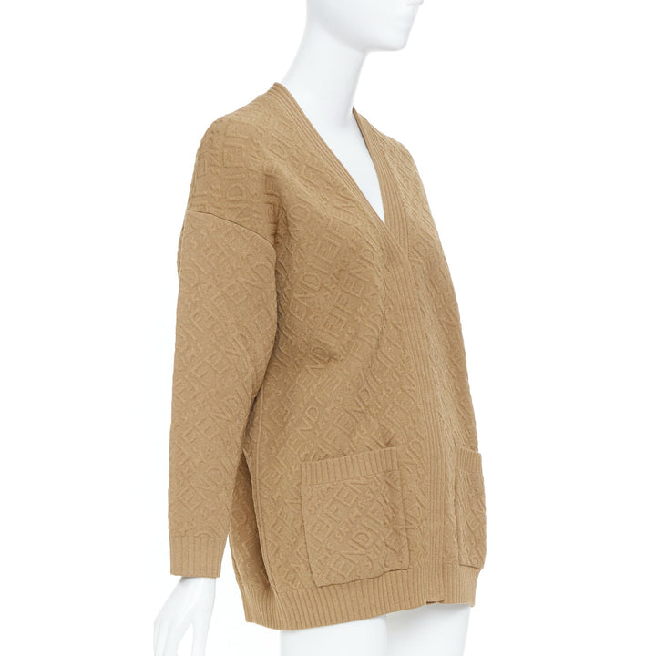 FENDI SKIMS 2021 Runway monogram logo knit oversized pocket cardigan IT36 XXS