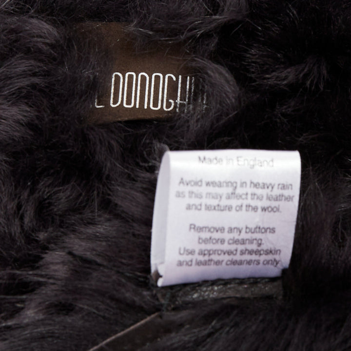 KARL DONOGHUE black lambskin leather fur lined asymmetric jagged hem vest XS