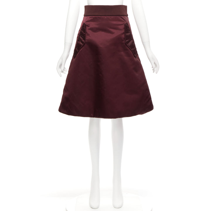 ACNE STUDIOS 2015 Pag Bomber plum purple nylon padded A-line skirt FR34 XS