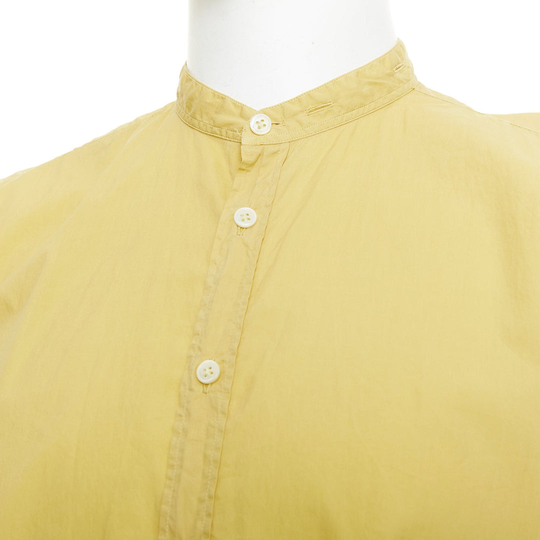 LANVIN butter yellow cotton bishop collar button up dress shirt EU40 L