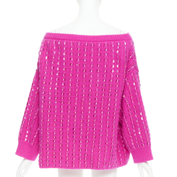 VALENTINO 2022 Pier Paolo Piccioli hot pink mohair blend jewel sweater S