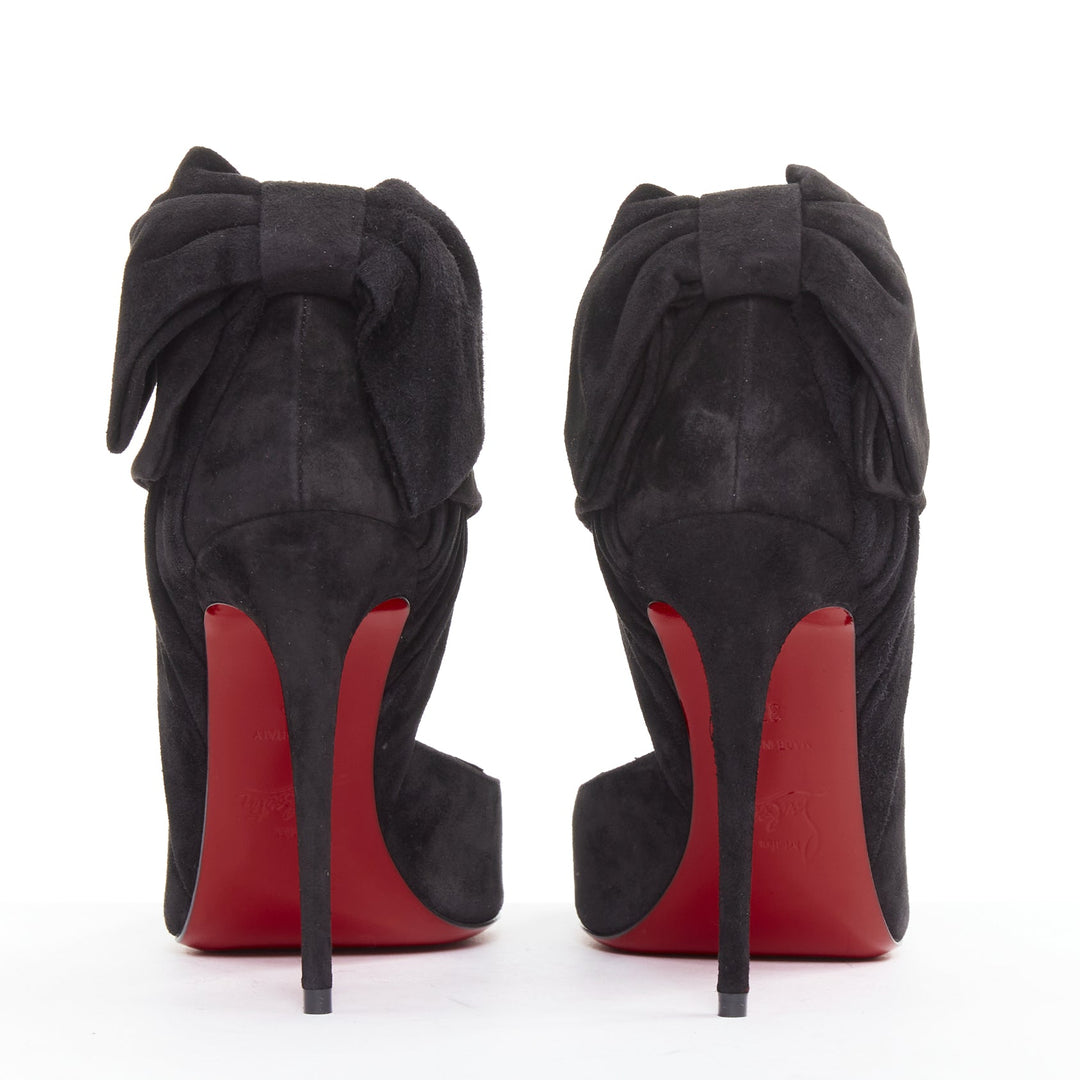 CHRISTIAN LOUBOUTIN Rabakate 100 Veau Velours black suede bow stiletto pump EU37
