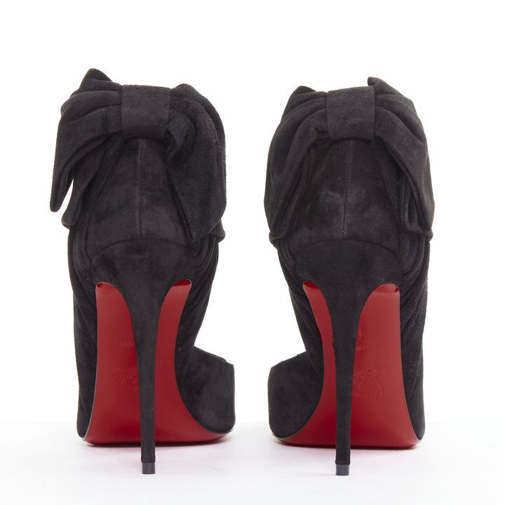 CHRISTIAN LOUBOUTIN Rabakate 100 Veau Velours black suede bow stiletto pump EU37