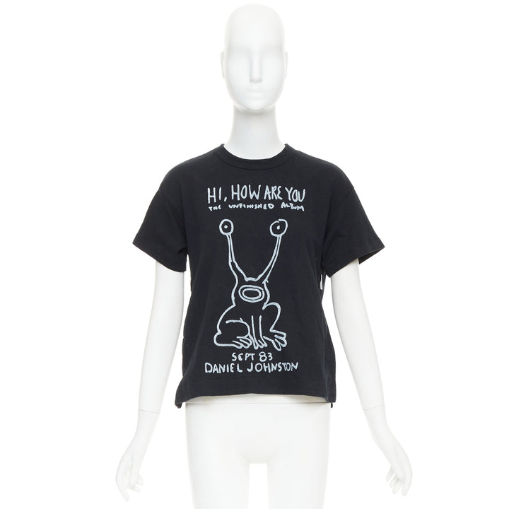 SACAI 2017 Daniel Johnston frog print  black white cotton zip side tshirt JP1 S