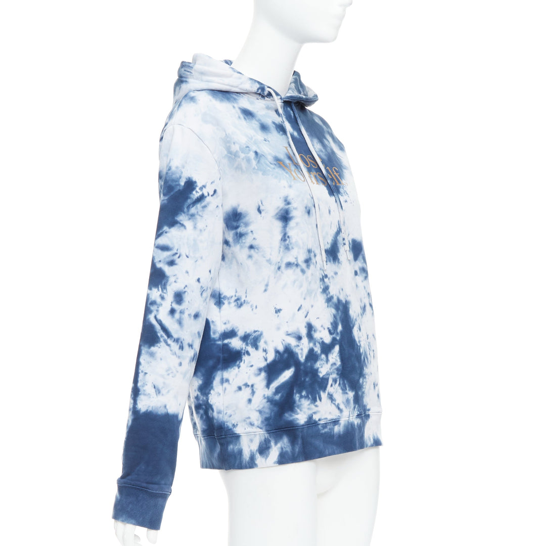 PACO RABANNE Lose Yourself blue cotton tie dye hoodie S