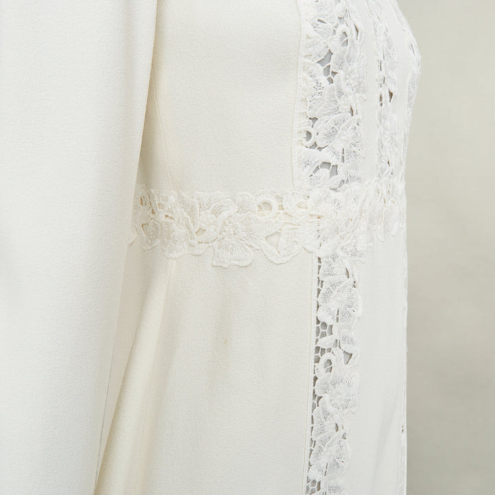 GIAMBATTISTA VALLI 2018 floral lace insert ivory viscose shift dress IT40 XS