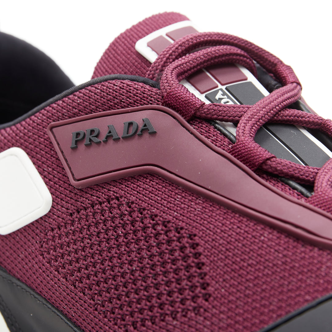 PRADA 2018 Cloudbust burgundy red rubber logo low top sneaker UK7 US8 EU41