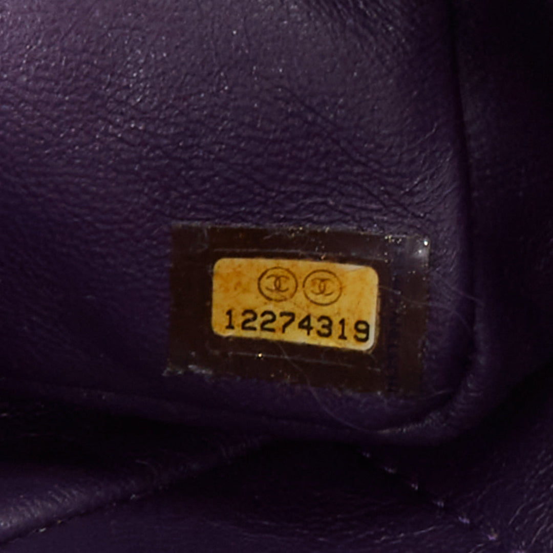 CHANEL 2008 Vintage Double Flap eggplant purple quilted lambskin bag