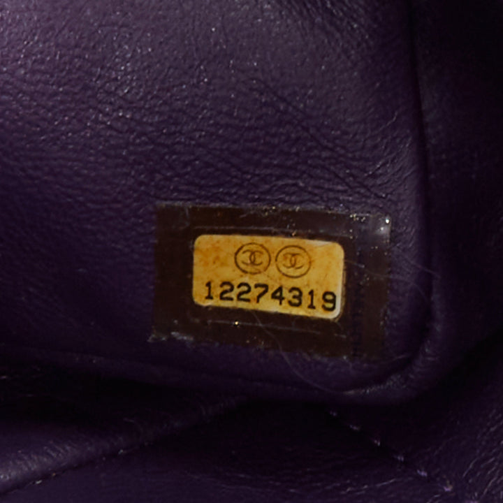 CHANEL 2008 Vintage Double Flap eggplant purple quilted lambskin bag