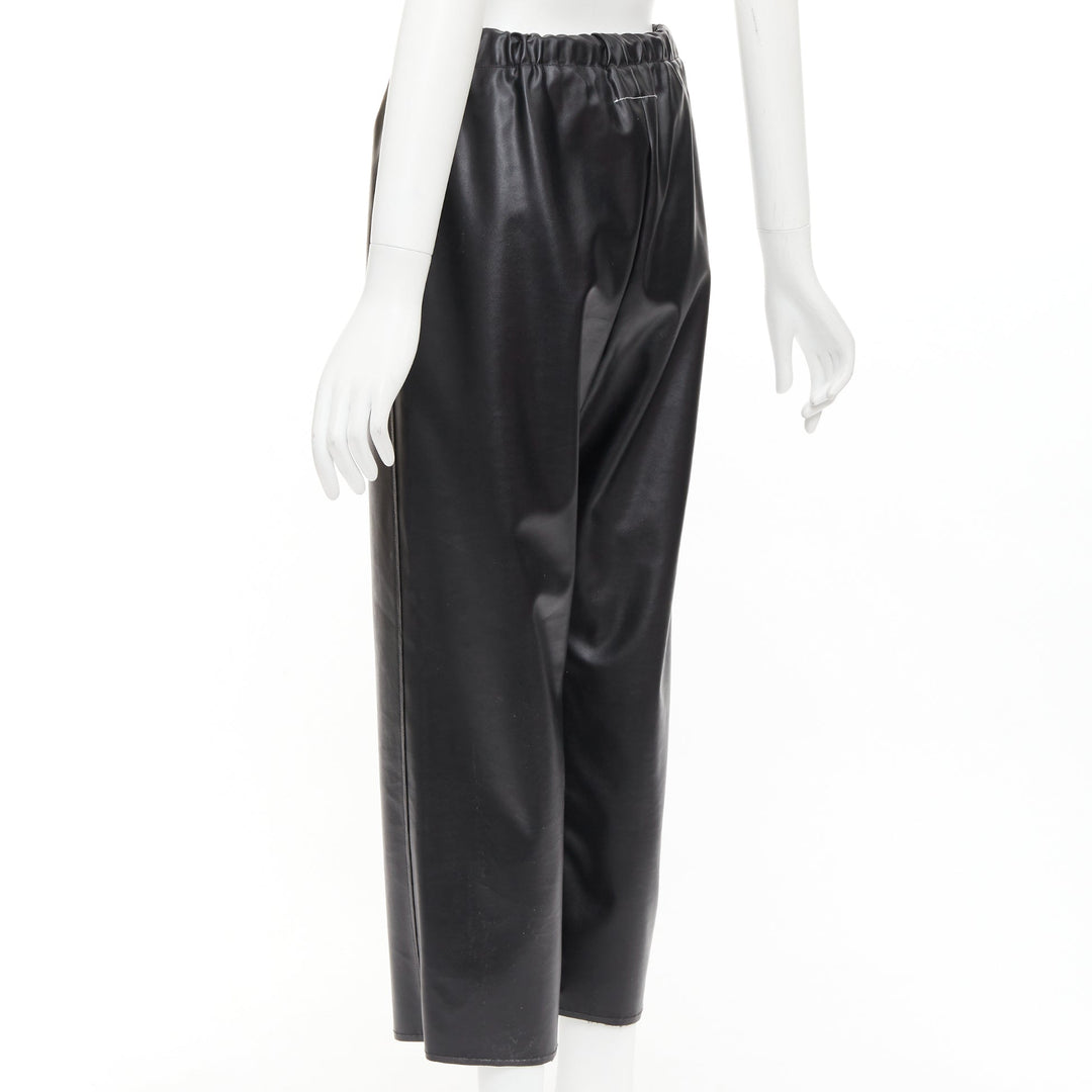 MAISON MARGIELA MM6 black faux leather grommet cropped pants IT38 XS