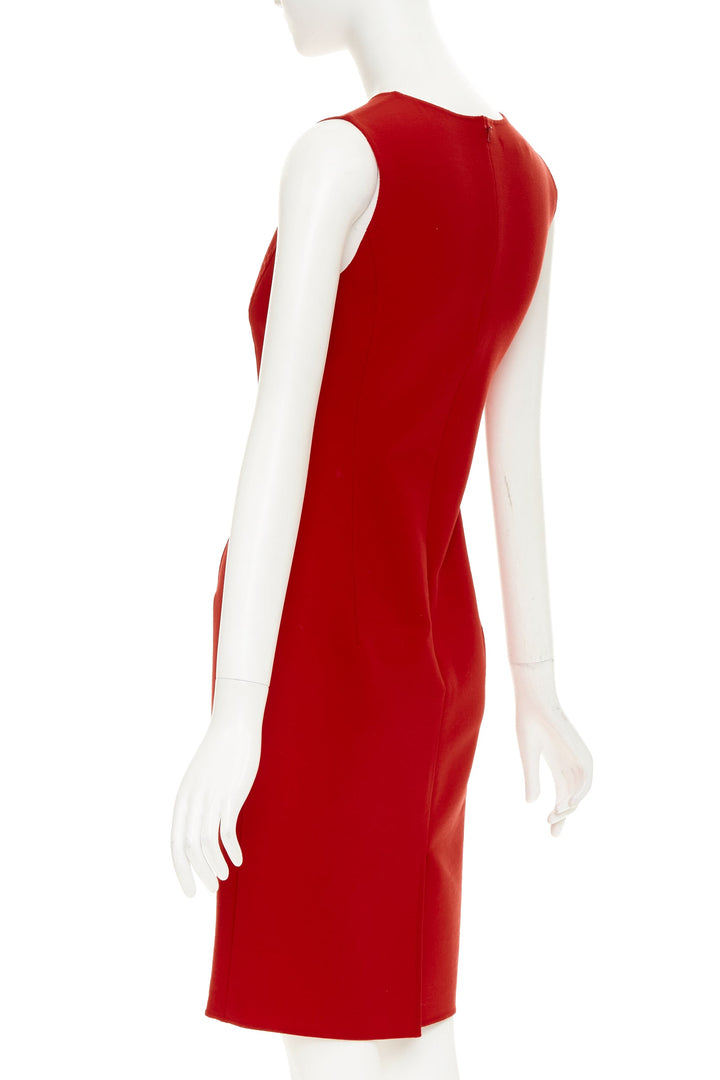 OSCAR DE LA RENTA S18 red virgin wool crepe shift dress US0 XXS