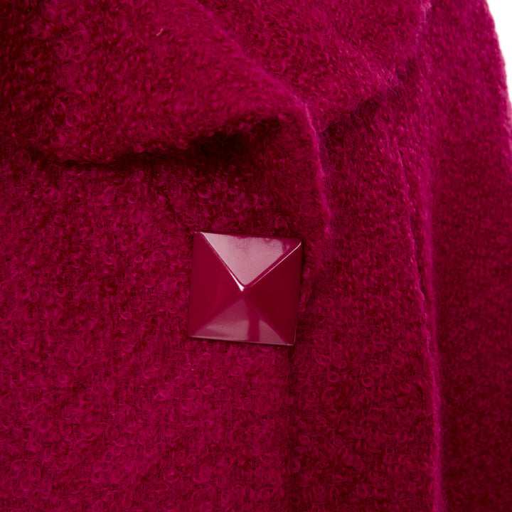 JOHN GALLIANO Vintage pink mohair blend shearling pyramid button cape jacket M