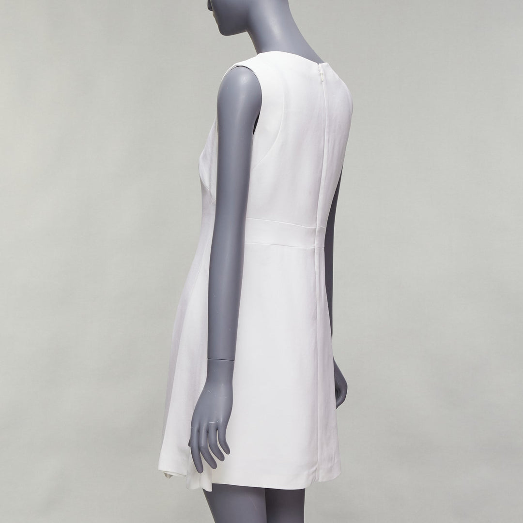 MIU MIU 2014 white viscose lace front front pleats shift dress IT42 M