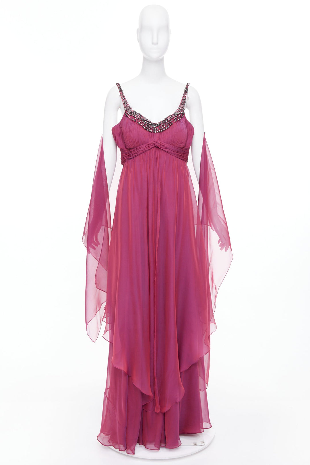 TERI JON Rickie Freeman iridescent purple silk beaded gown with shawl US14 3XL