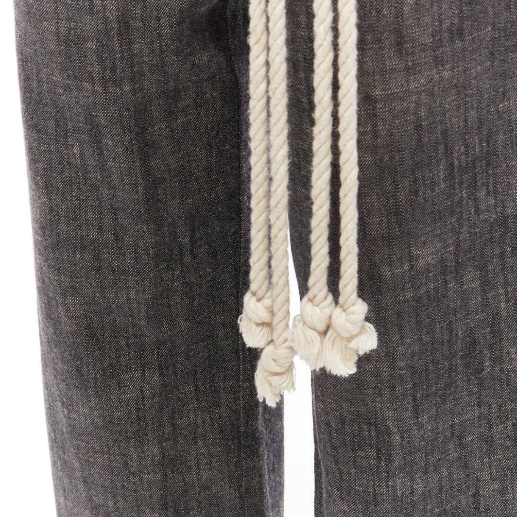 SONG FOR THE MUTE 2018 Wander cream rope detail grey wide leg pants FR34 XS