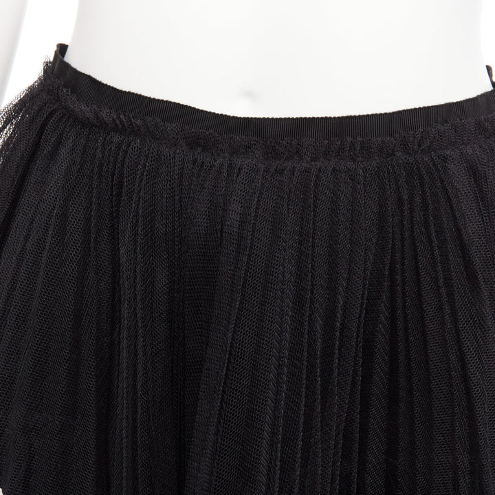 RED VALENTINO 2022 black tiered white stripe tulle pleated mini skirt IT38 XS