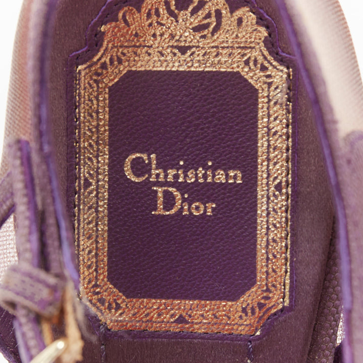 CHRISTIAN DIOR vintage lilac purple nude ombre satin tulle rosette platform EU39