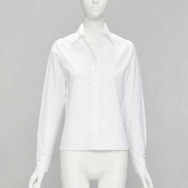 JEAN PAUL GAULTIER white cotton high low hem button up shirt FR38 S