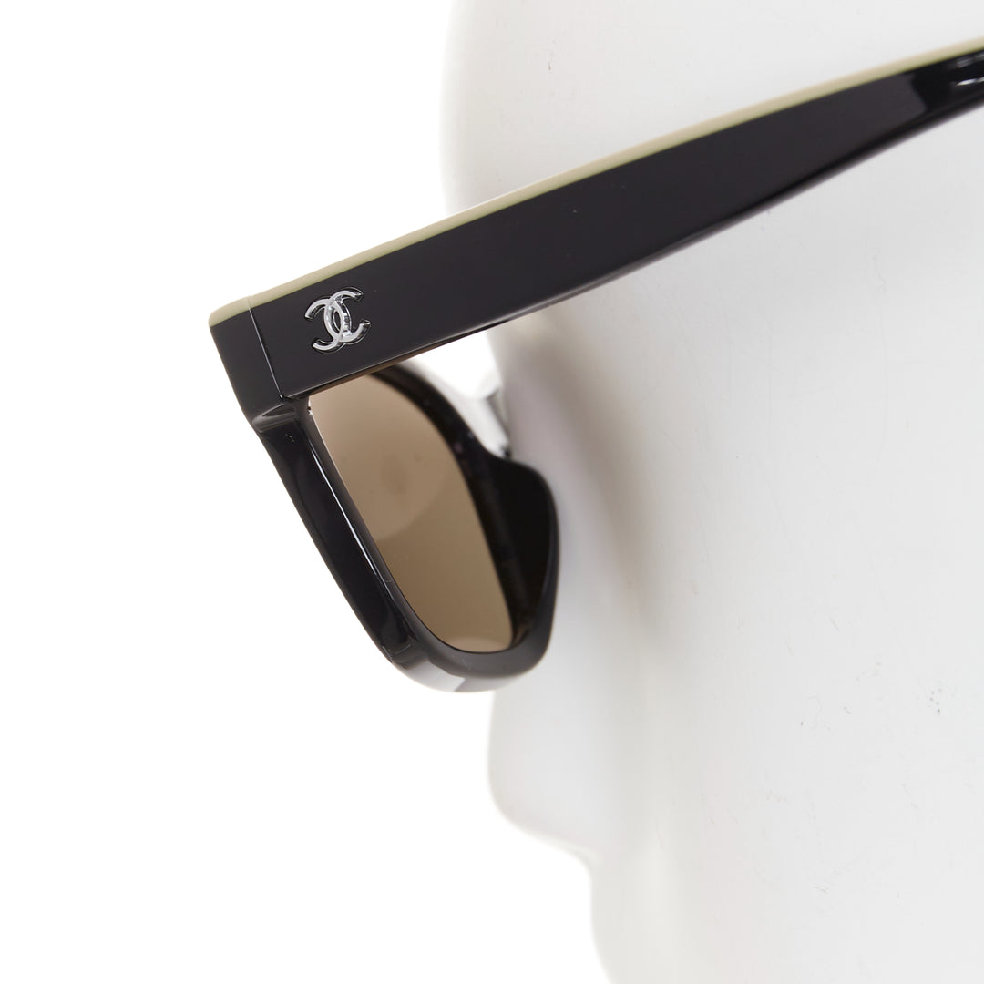 CHANEL 5417-A beige black CC logo CHANEL top bridge two tone sunglasses