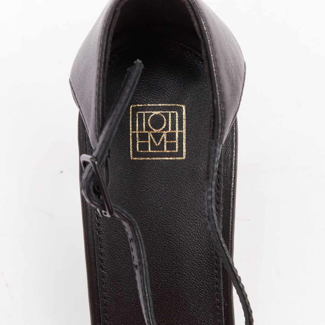 TOTEME The Strappy Heel 55 black leather square toe thin strap sandals EU36
