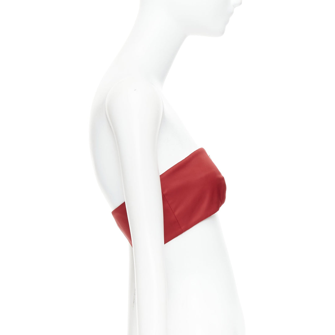 PRADA Re-Nylon red triangle logo plate strapless bustier tube top IT38 XS