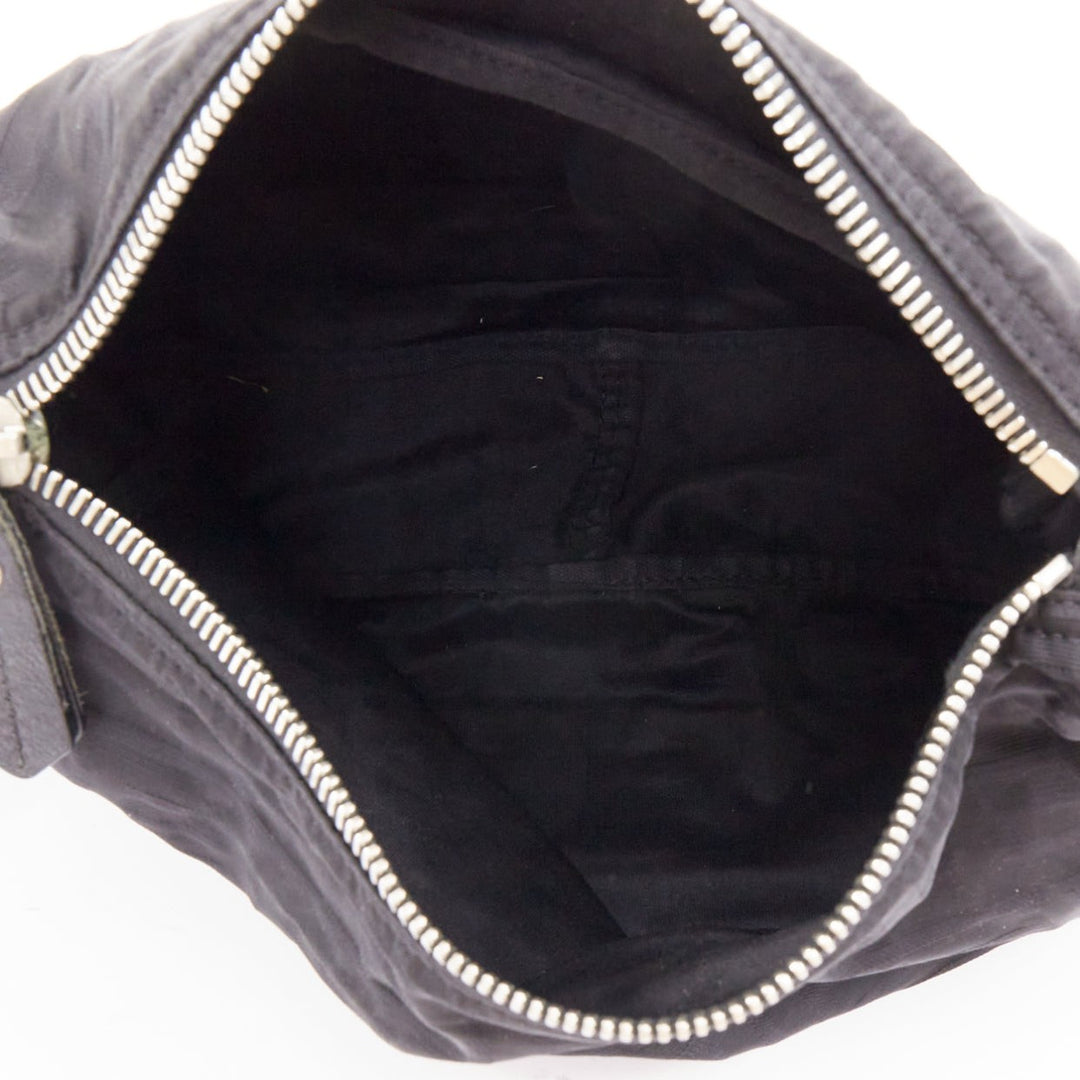 FENDI Vintage black FF Zucca monogram leather trim crossbody messenger bag