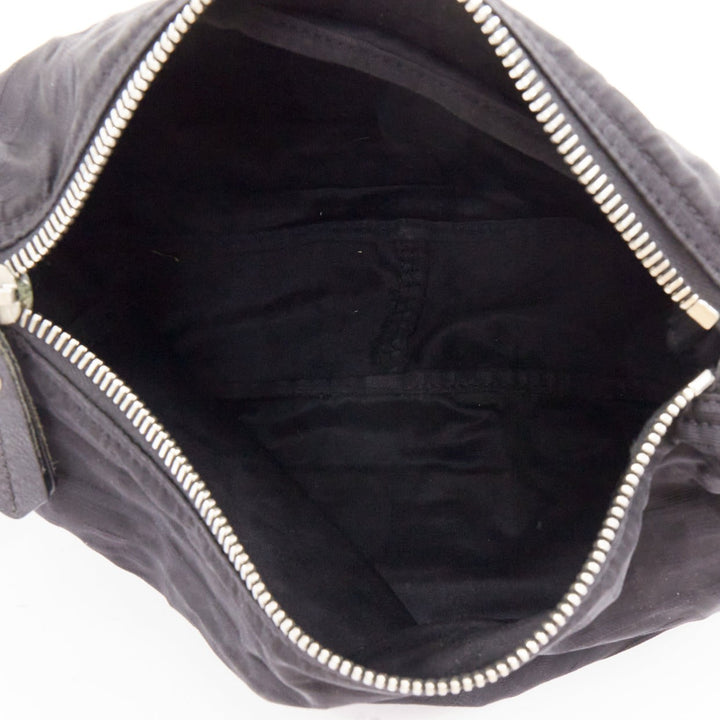 FENDI Vintage black FF Zucca monogram leather trim crossbody messenger bag