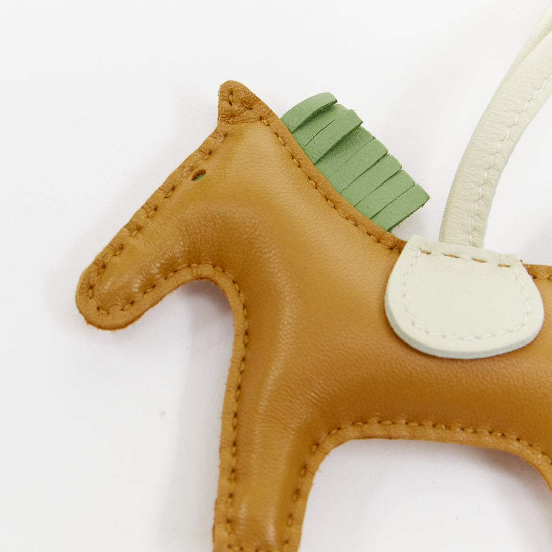 HERMES Rodeo PM sesame craie vert criquet lambskin leather horse bag charm