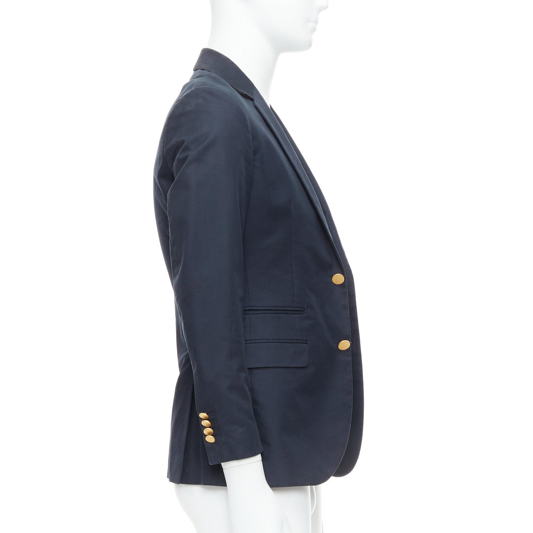 VALENTINO navy cotton red camoflage lined gold button blazer IT44 XS