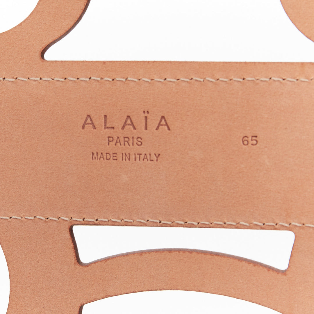 ALAIA  white leather romantic swirl laser cut out corset wide belt 65cm