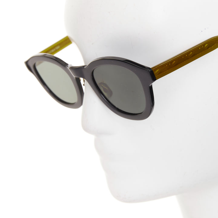 EYEVAN 7285 750 black orange frame amber temple hand-crafted sunglasses
