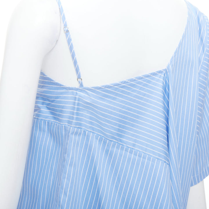 MAISON MARGIELA blue cotton striped deconstructed half cami top IT38 XS