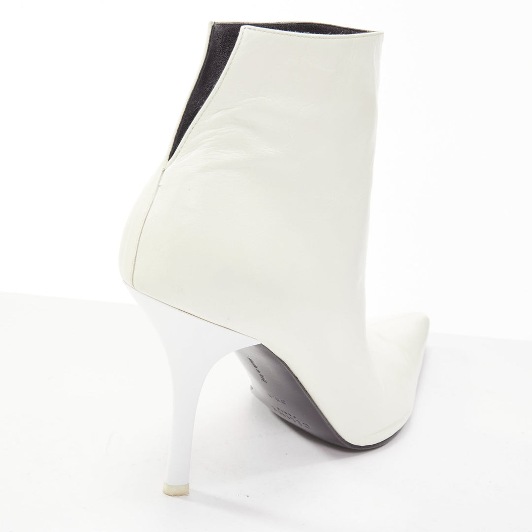 OLD CELINE Phoebe Philo white leather acrylic heels ankle booties EU38.5