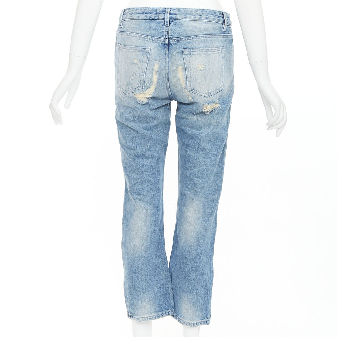 ACNE STUDIOS Pop Trash blue washed cotton ripped distressed back  jeans FR34 XS