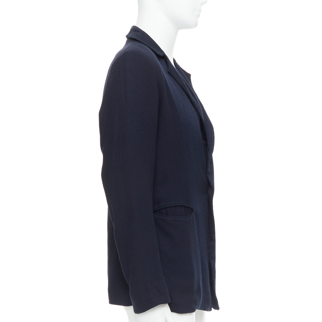 STEPHEN SCHNEIDER navy multi fabric pocketed soft boxy blazer Sz2 S