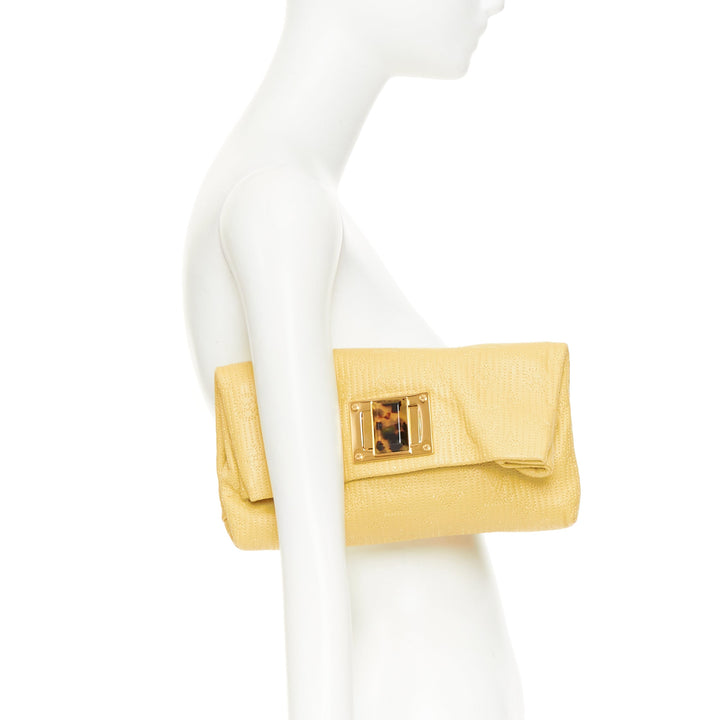 LOUIS VUITTON 2011 jaune Monogram Cuir Pochette Altair quilted leather clutch