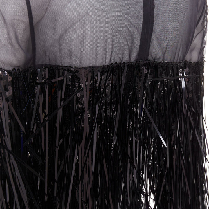 ALEXANDRE VAUTHIER COUTURE AW2022 Runway black long paillette sequin sheer dress