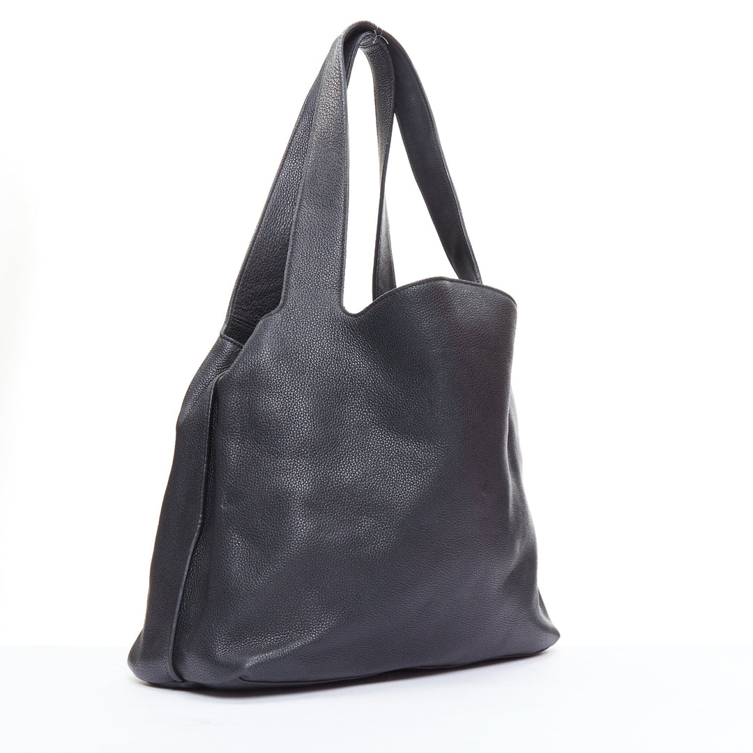 THE ROW black pebbled leather gold stud minimal hobo tote bag