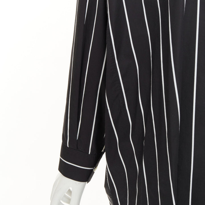 BALENCIAGA 2016 Demna black pinstripe cotton asymmetric shirt dress FR36 S