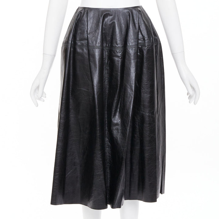CELINE Phoebe Philo black light sheepskin leather topstitched skirt FR34 XS