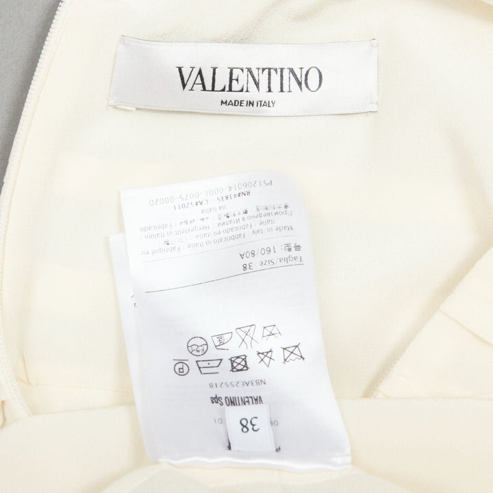 VALENTINO 100% silk cream crepe cape sleeves tiered French seam blouse IT38 XS