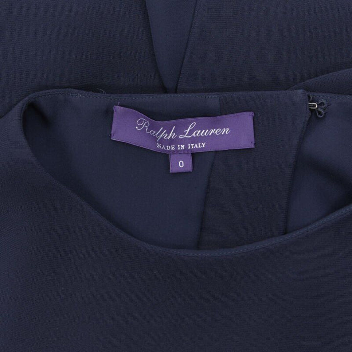 RALPH LAUREN Purple Collection navy blue viscose crepe 3/4 sleeve top US0 XS