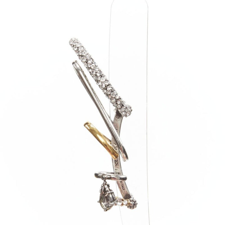 ALEXANDER MCQUEEN Runway Multi hoop gold silver crystal cuff earring