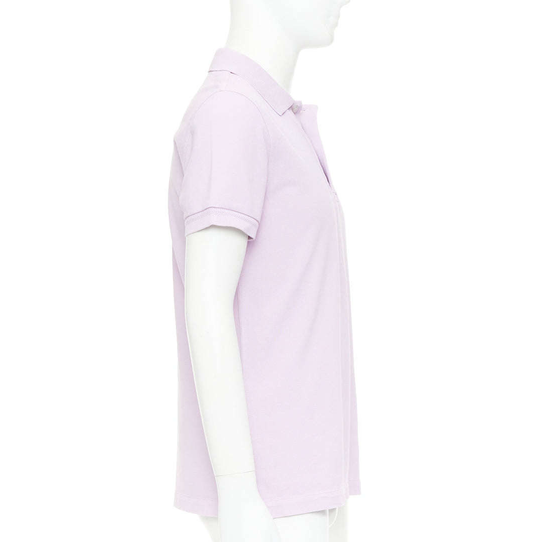 TOM FORD light purple pink cotton TF logo hem pique polo shirt IT48 M