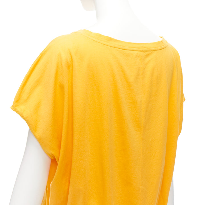 MARNI mango yellow cotton blue trim ruched sides cap sleeve t-shirt top IT38 XS